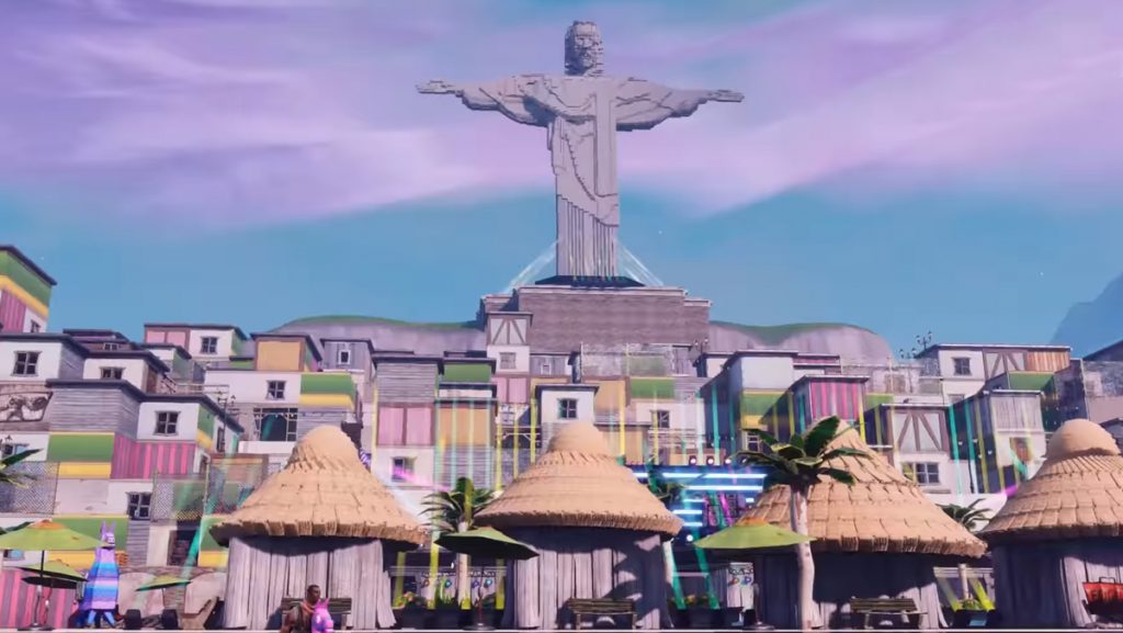 Fortnite dando "Samba": Comunidade recriou ambiente do Rio de Janeiro no carnaval. Foto: Reprodução