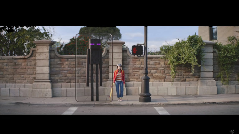 ai começar tudo de novo: Minecraft Earth promete misturar as realidades pelo meio da rua. Imagem: Reprodução