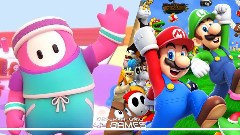 fall guys e mario. Imagem: Montagem