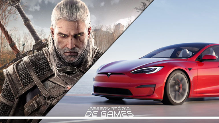 the Witcher 3 e Model S. Imagem: Montagem