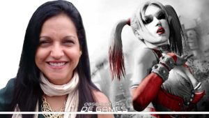 Iara Riça, a dubladora da Arlequina. (Imagem/Montagem)