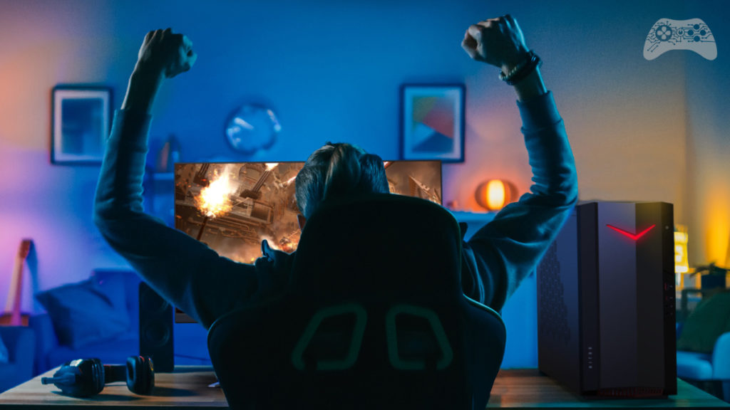 Gamer comemorando