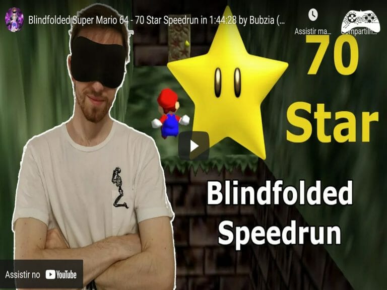 Super Mario 64 finalizado de olhos fechados