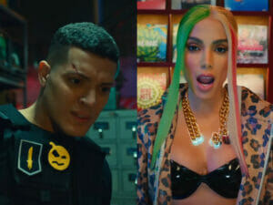 Cerol e Anitta em cena do videoclipe A patroa