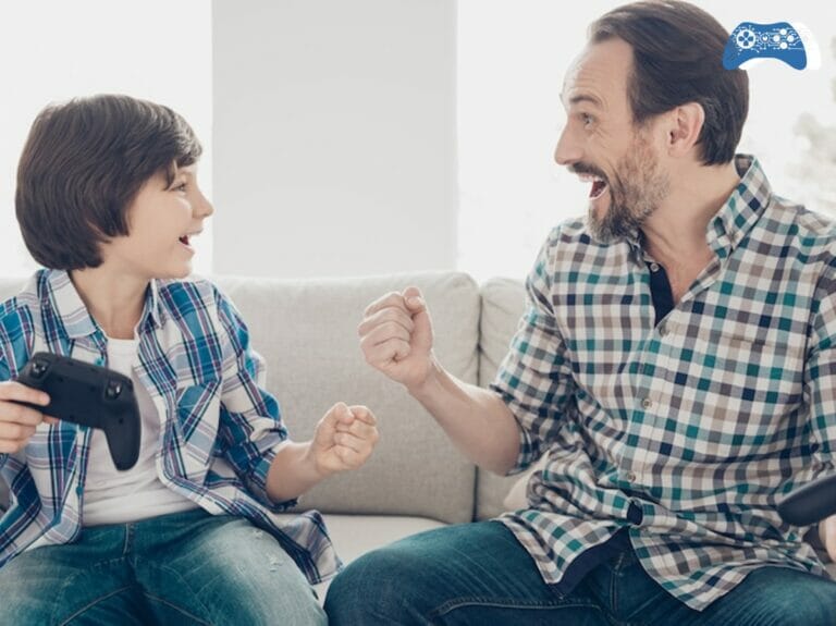 Pai jogando videogame