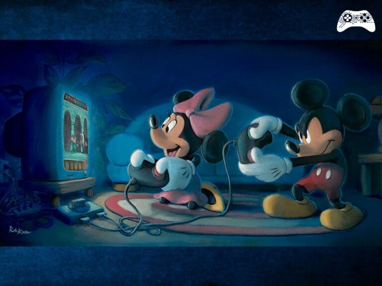 Mickey Mouse jogando videogame