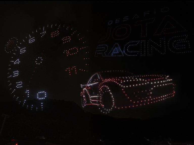 Algumas das cenas protagonizadas por drones durante o Jota Racing.